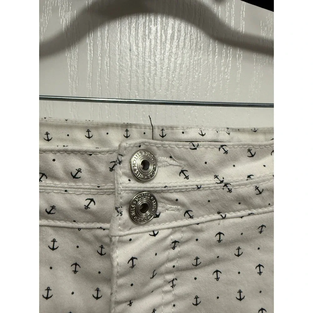 Stitch Star Womens Size 20W White Anchor Print Denim Shorts Casual‎ Nautical
